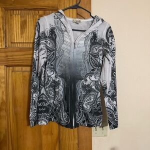 Live and Let Live Black and Gray Paisley Hoodie